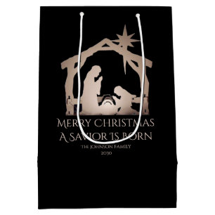 Merry Christmas A Saviour Is Born Nativity  Medium Gift Bag