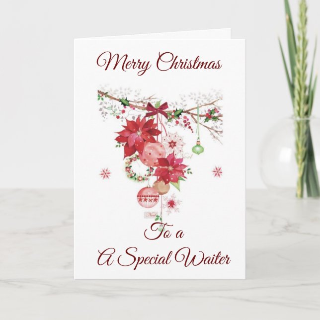MERRY CHRISTMAS *A SPECIAL WAITER* HOLIDAY CARD (Front)