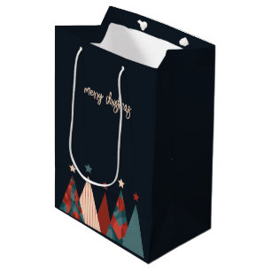Merry Christmas abstract art trees Medium Gift Bag