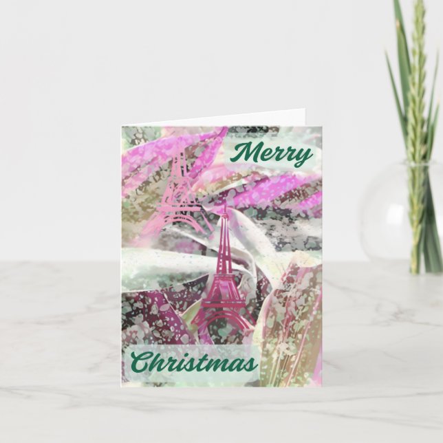 Merry Christmas Abstract Nostalgic Holiday Greetin Card (Front)