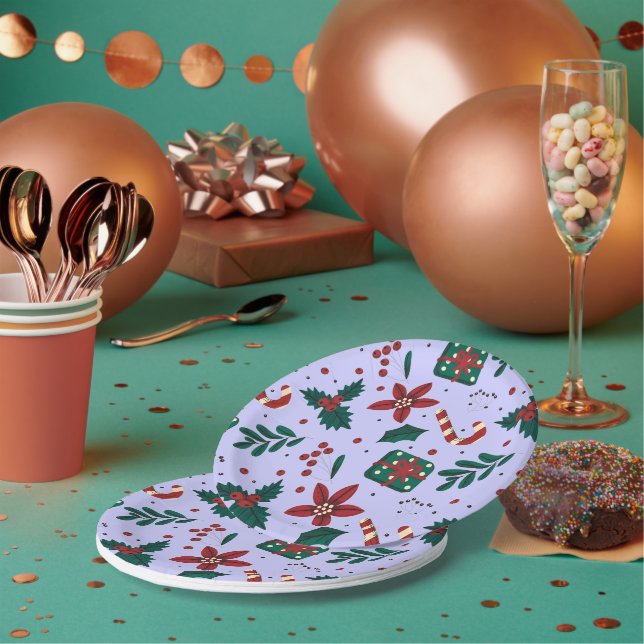 Merry Christmas Abstract Pattern Paper Plate (Multi)