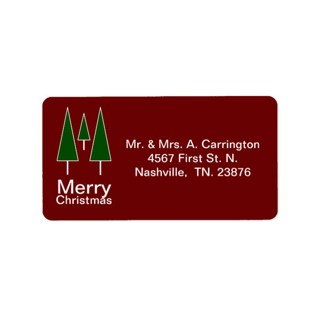 Merry Christmas Abstract Pine Trees Label (Front)