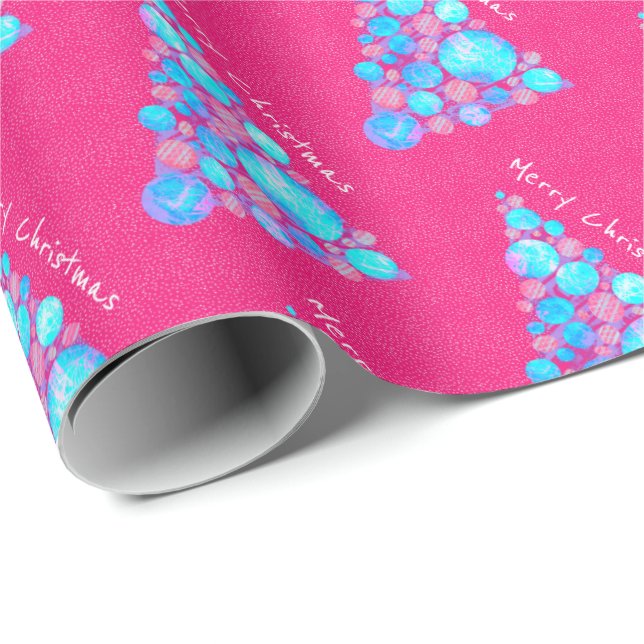 Merry Christmas Abstract Purple Large Tree Wrapping Paper (Roll Corner)