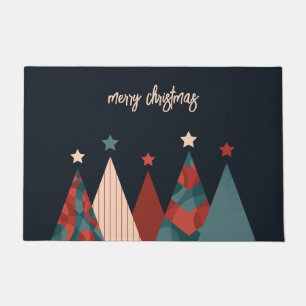 Merry Christmas abstract retro xmas tree Doormat