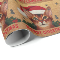 Merry Christmas Abyssinian Cat, Xmas Santa Kitten