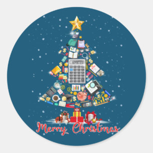 Merry Christmas Accountant Santa Xmas Tree CPA Acc Classic Round Sticker