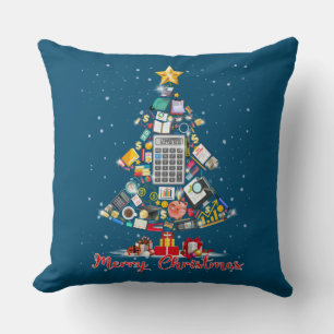 Merry Christmas Accountant Santa Xmas Tree CPA Acc Cushion
