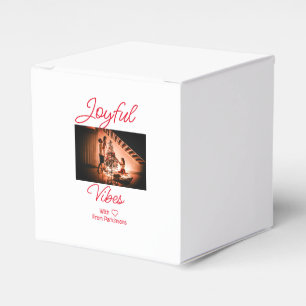 Merry Christmas add family name photo red simple m Favour Box