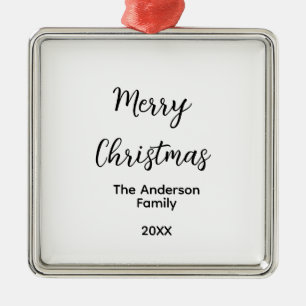 Merry Christmas add family name year text custom e Metal Tree Decoration
