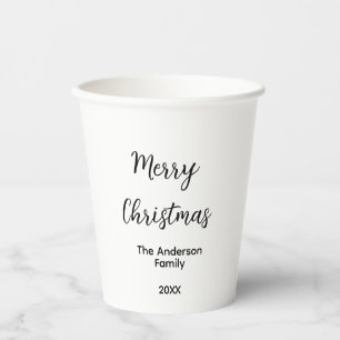 Merry Christmas add family name year text custom e Paper Cups
