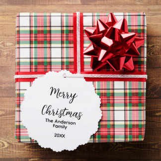 Merry Christmas add family name year text custom e Tree Decoration Card