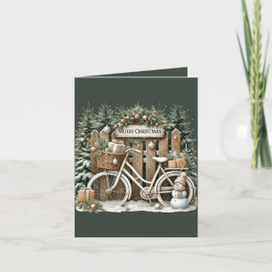 Merry Christmas add message Country bike scene Holiday Card