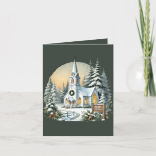 Merry Christmas add message Country Church Holiday Card