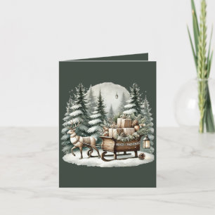 Merry Christmas add message reindeer sleigh Holiday Card