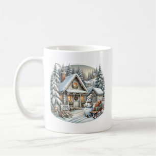 Merry Christmas add monogram Country house  Coffee Mug