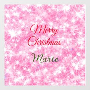 Merry Christmas add name red sparkle glitter holid Window Cling