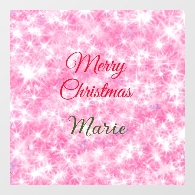Merry Christmas add name red sparkle glitter holid Window Cling (Sheet)