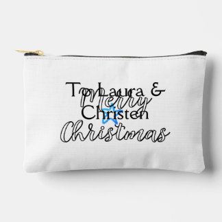 Merry Christmas add name text custom family gift Accessory Pouch