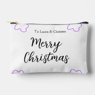 Merry Christmas add name text custom family gift Accessory Pouch