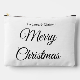 Merry Christmas add name text custom family gift Accessory Pouch
