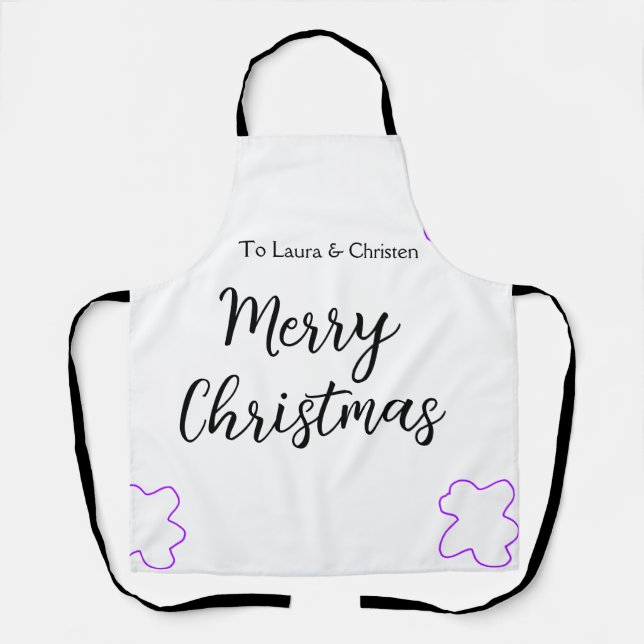Merry Christmas add name text custom family gift Apron (Front)
