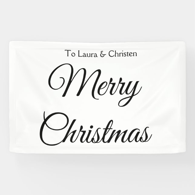 Merry Christmas add name text custom family gift Banner (Horizontal)