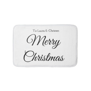 Merry Christmas add name text custom family gift Bath Mat
