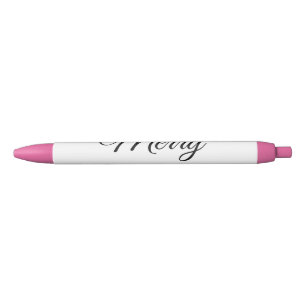 Merry Christmas add name text custom family gift Black Ink Pen