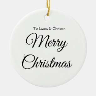 Merry Christmas add name text custom family gift Ceramic Tree Decoration