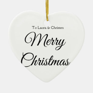Merry Christmas add name text custom family gift Ceramic Tree Decoration