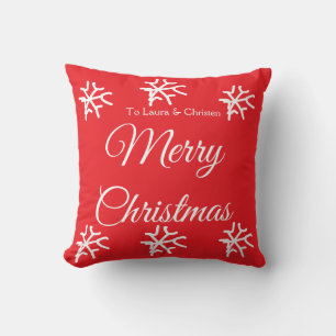 Merry Christmas add name text custom family gift Cushion