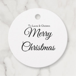 Merry Christmas add name text custom family gift Favour Tags