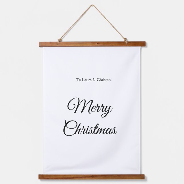 Merry Christmas add name text custom family gift Hanging Tapestry (Front)