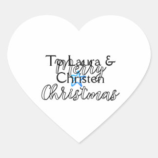 Merry Christmas add name text custom family gift Heart Sticker