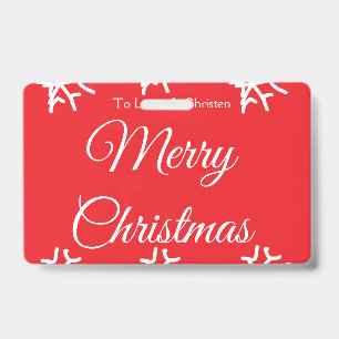 Merry Christmas add name text custom family gift ID Badge