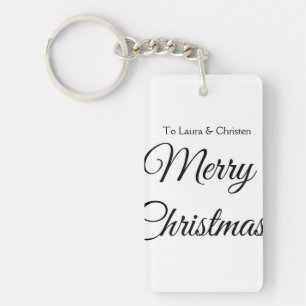Merry Christmas add name text custom family gift Key Ring