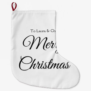 Merry Christmas add name text custom family gift Large Christmas Stocking