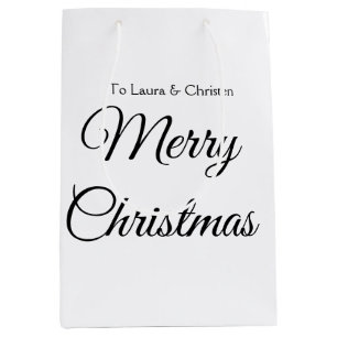 Merry Christmas add name text custom family gift Medium Gift Bag