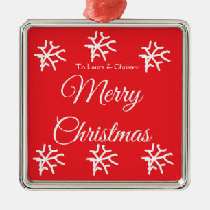Merry Christmas add name text custom family gift Metal Tree Decoration