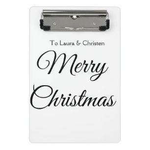 Merry Christmas add name text custom family gift Mini Clipboard