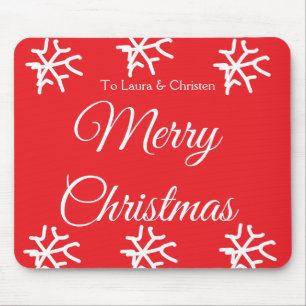 Merry Christmas add name text custom family gift Mouse Mat