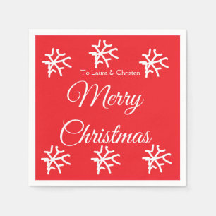 Merry Christmas add name text custom family gift Napkin
