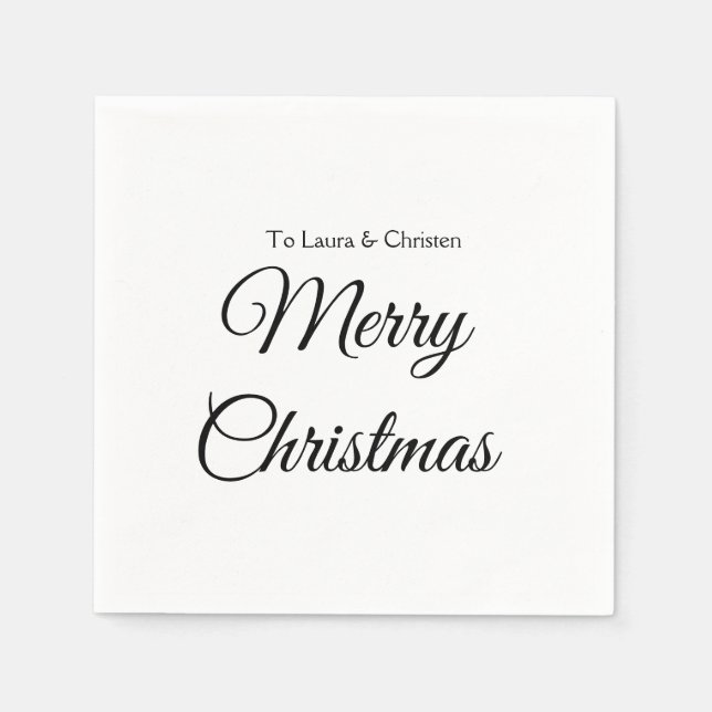 Merry Christmas add name text custom family gift Napkin (Front)