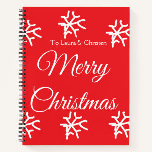 Merry Christmas add name text custom family gift Notebook