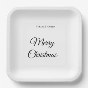Merry Christmas add name text custom family gift Paper Plate