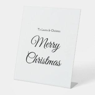 Merry Christmas add name text custom family gift Pedestal Sign
