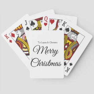 Merry Christmas add name text custom family gift Playing Cards