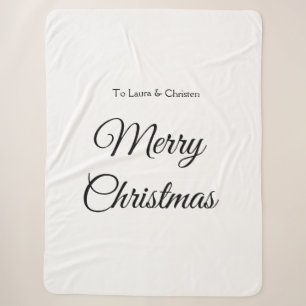 Merry Christmas add name text custom family gift Sherpa Blanket
