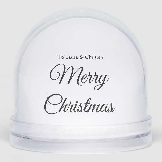 Merry Christmas add name text custom family gift Snowglobe (Front)