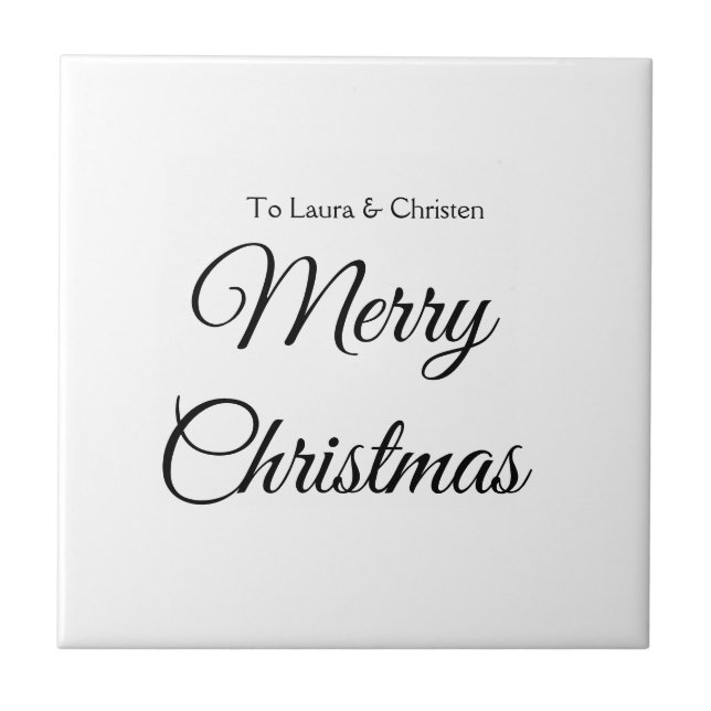 Merry Christmas add name text custom family gift Tile (Front)